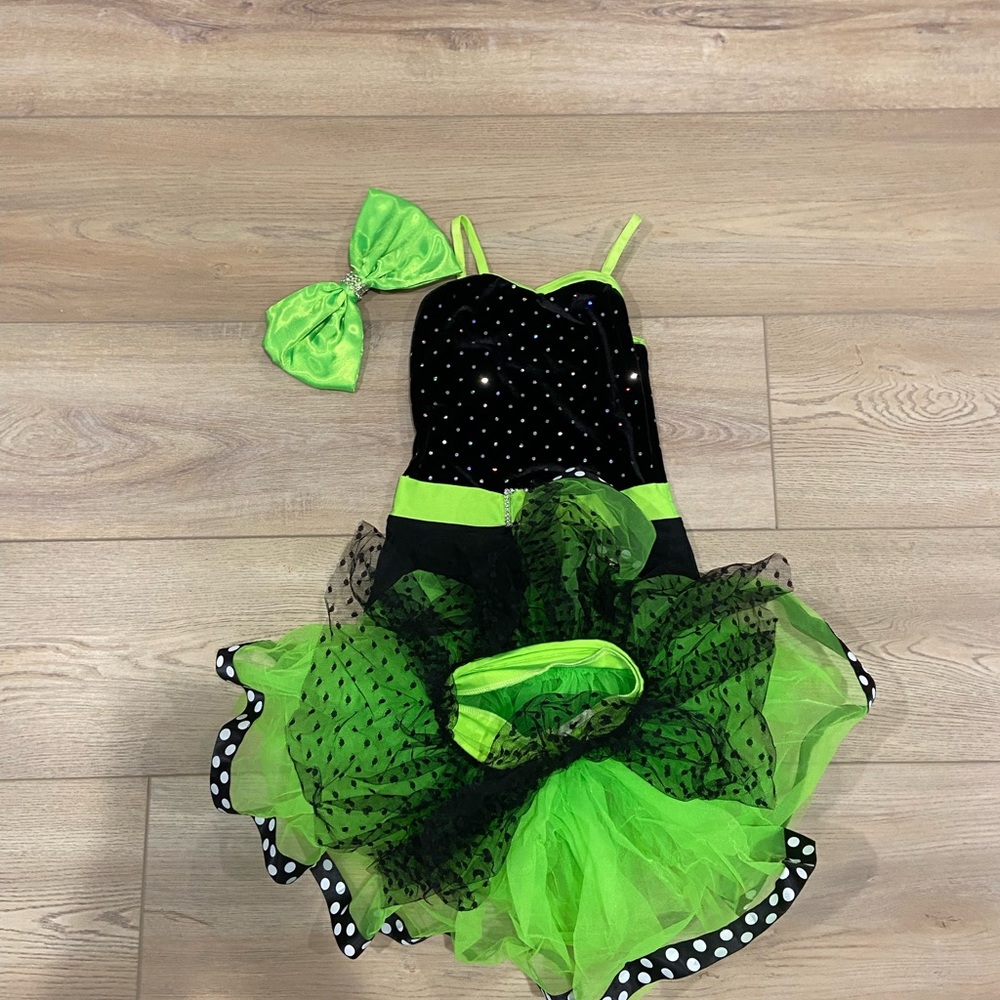 Girls vibrant neon and black ballet/jazz costume